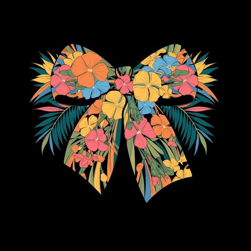 Colorful Floral Bow with Tropical Elements