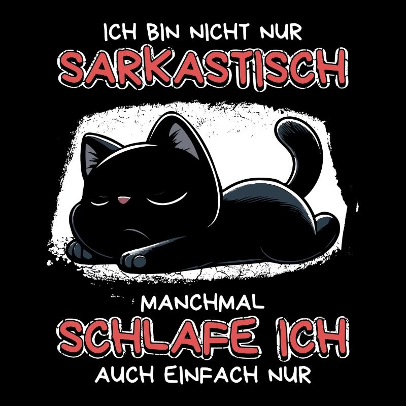 Schlafende schwarze Katze mit Sarkasmus-Vibe
