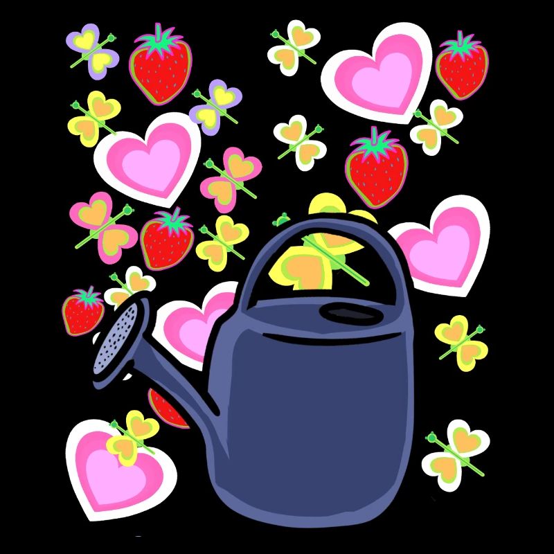 Gardener Watering Can Retro Strawberries Fruit Fruit