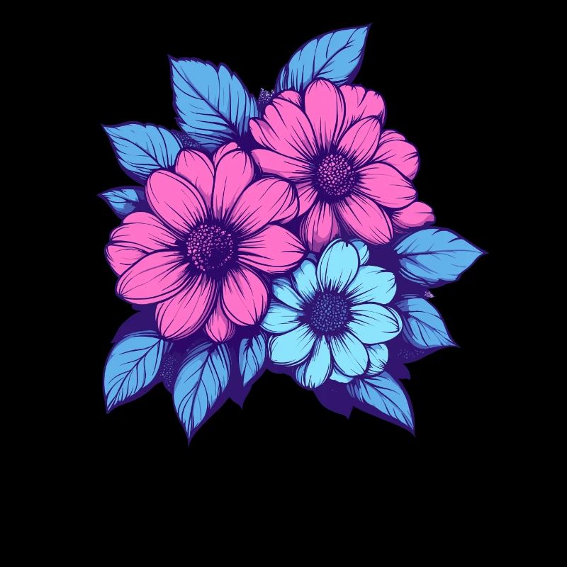 Trio de fleurs néon