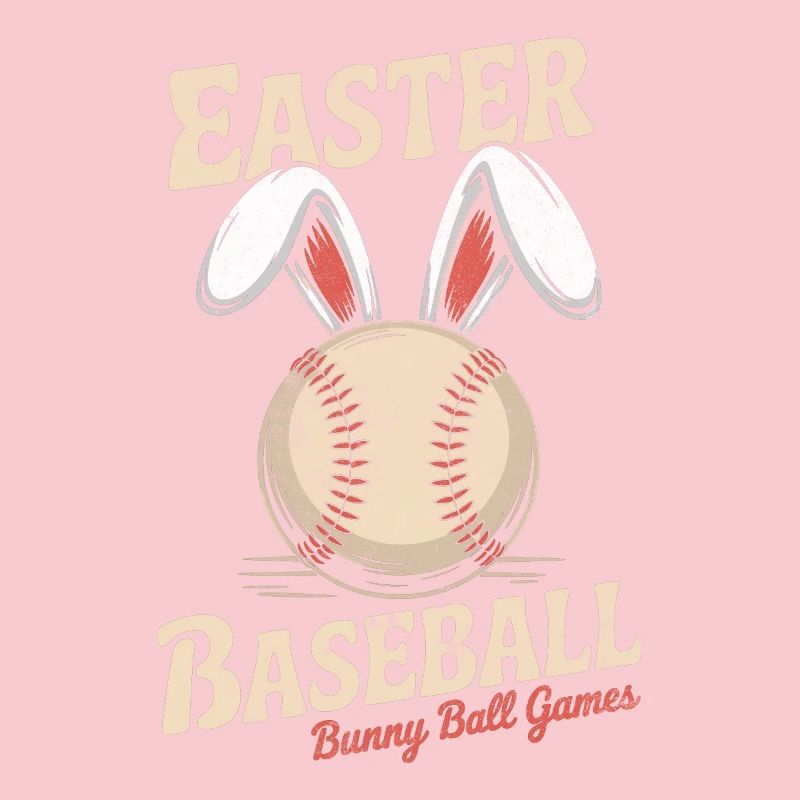 Baseball with Bunny Ears Easter Design