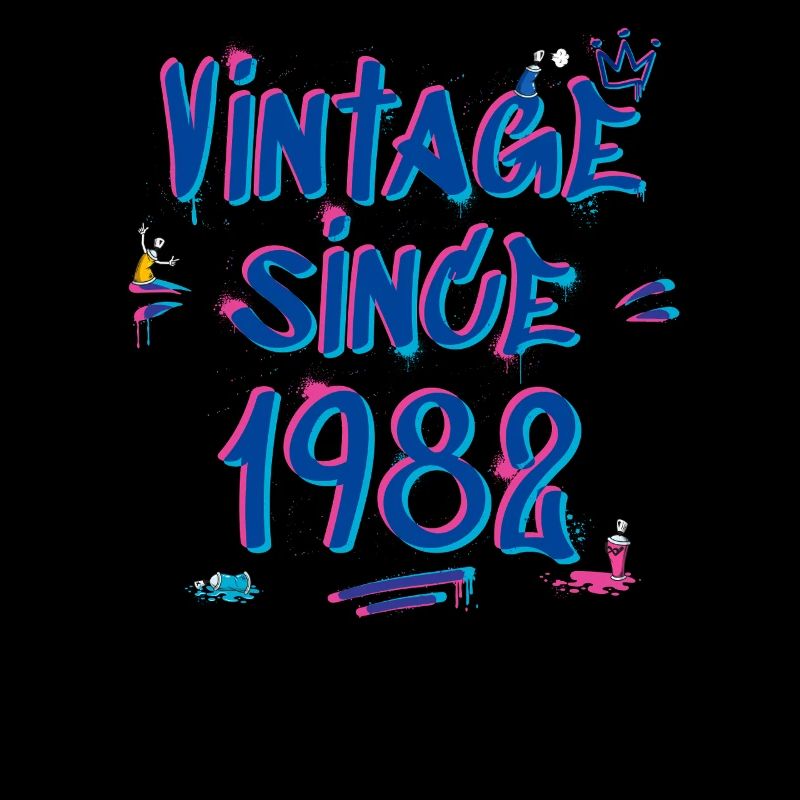 Vintage Since 1982 Graffiti Glitch 43rd Birthday