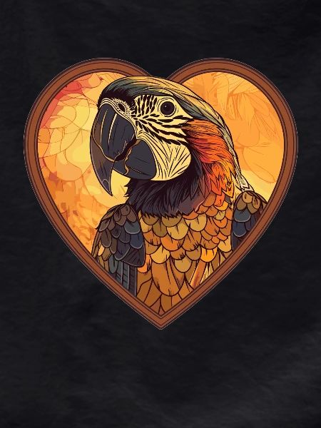 Parrot in heart frame