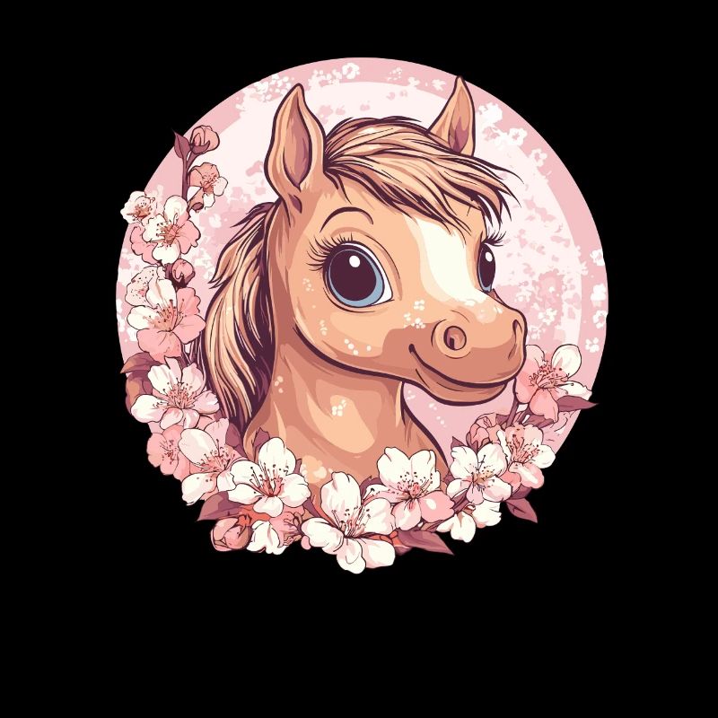 Cheerful Pony with Flowers