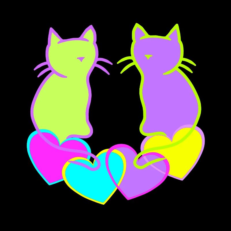 Retro Katzen Katze Valentin Herz Herzen Vintage