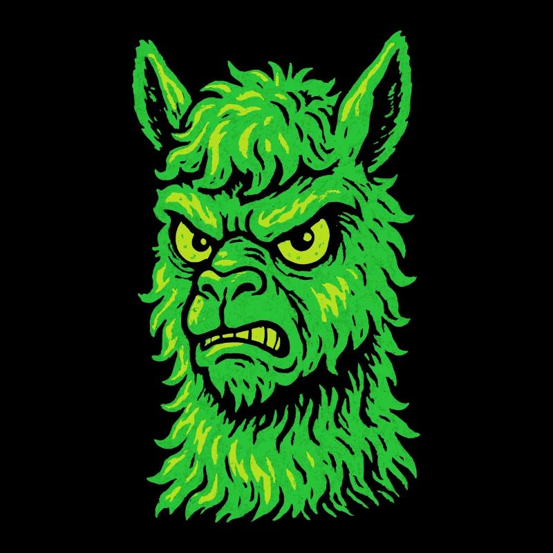 Wütendes Neon-Lama mit Killerblick