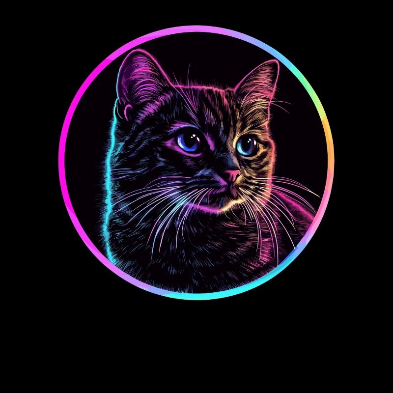 Neon cat in a circle