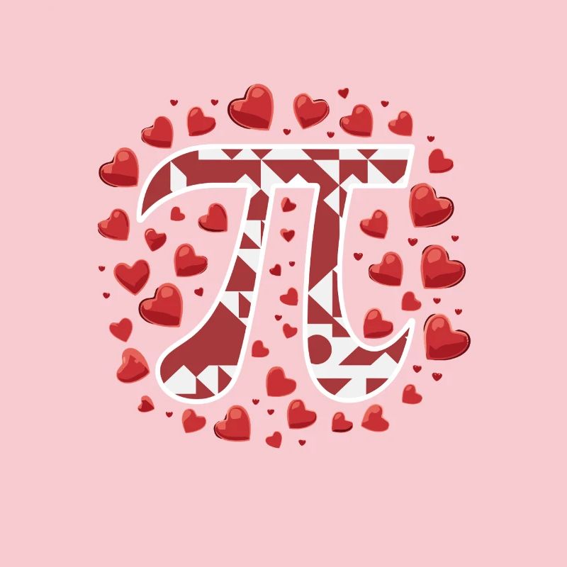 Pi symbol surrounded by hearts for