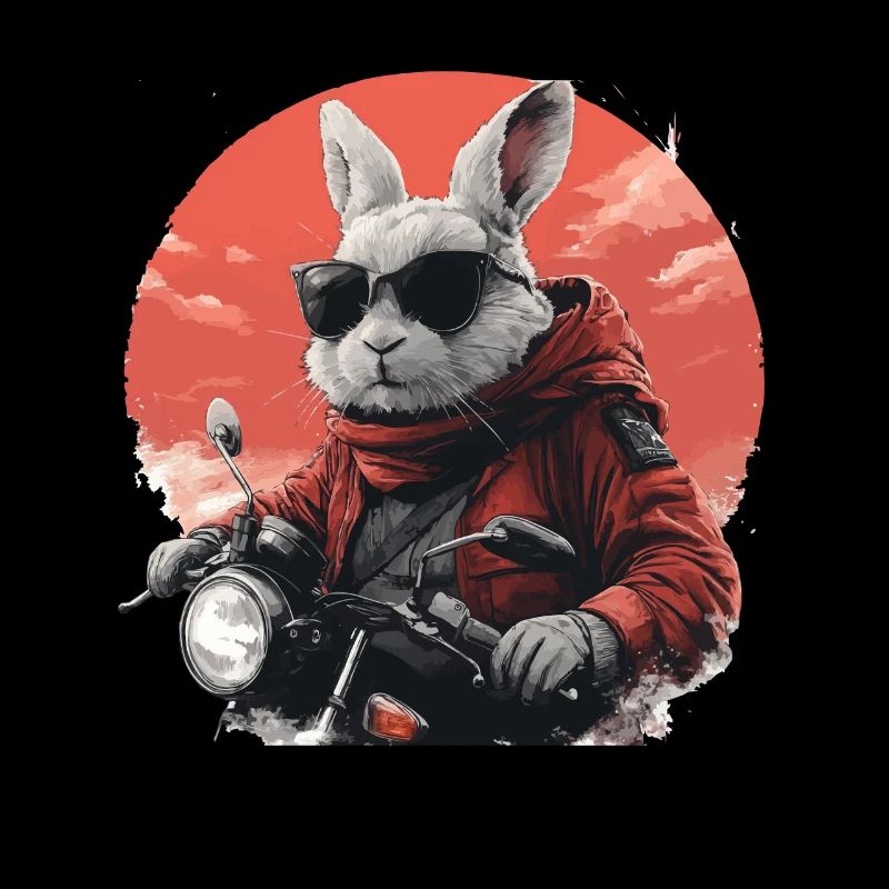 Funny bunny, Easter bunny on motorcycle