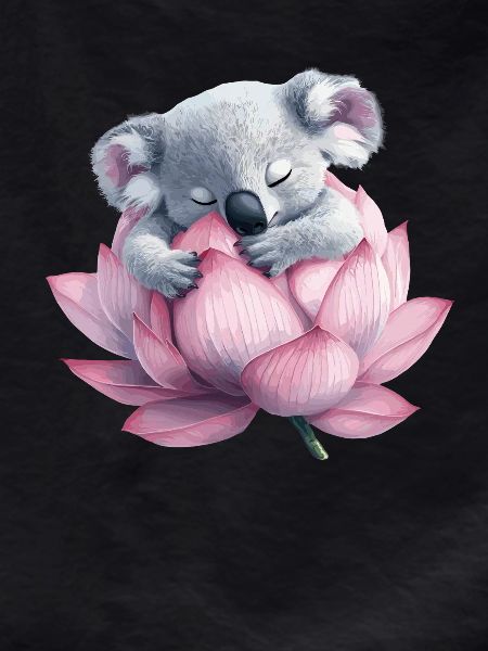 Sleeping koala on lotus