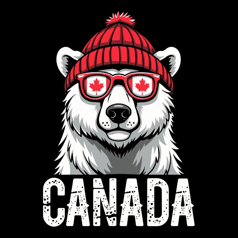 Ours du Canada avec chapeau et style érable