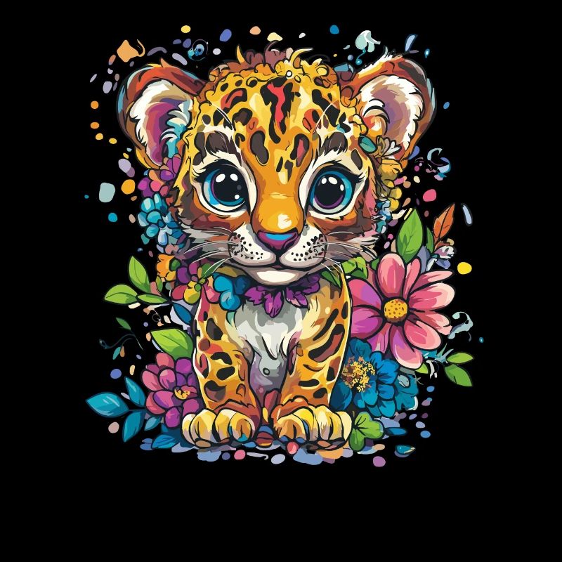 Petit léopard à fleurs