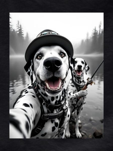 Fishing Dalmatian Dog Selfie