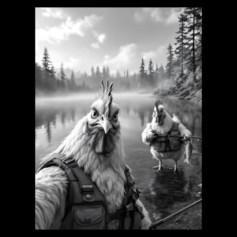 Fischerei Huhn Hahn Selfie