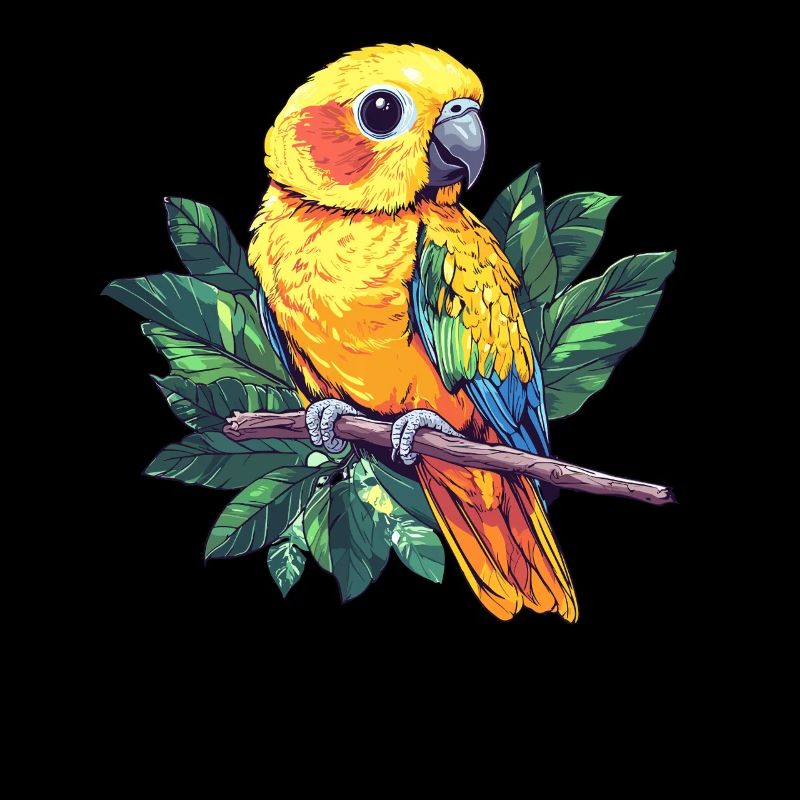 Colorful parrot on branch