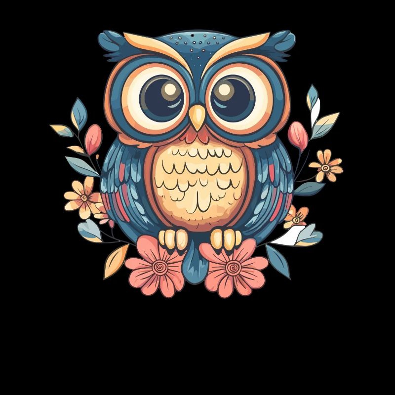 Floral owl in retro style