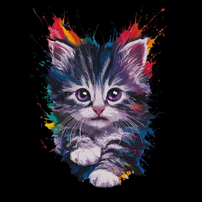 Bunte Katze Kunstwerk Lebendig und Einzigartig