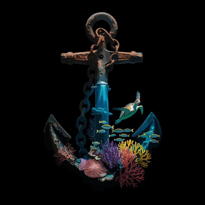 Conception d’ancre maritime avec des créatures marines et