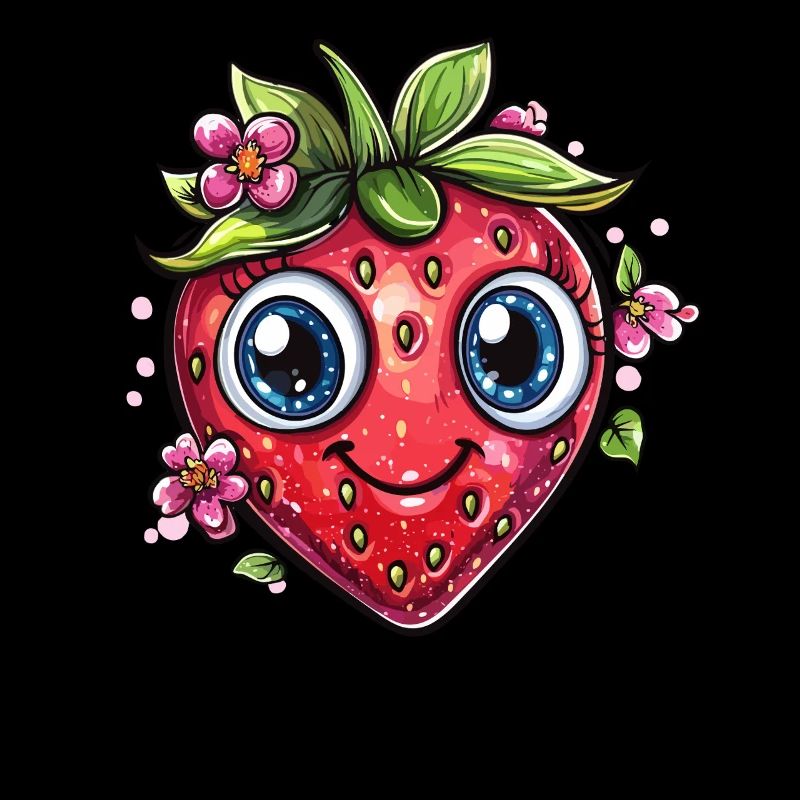 Fraise avec sourire de fleur