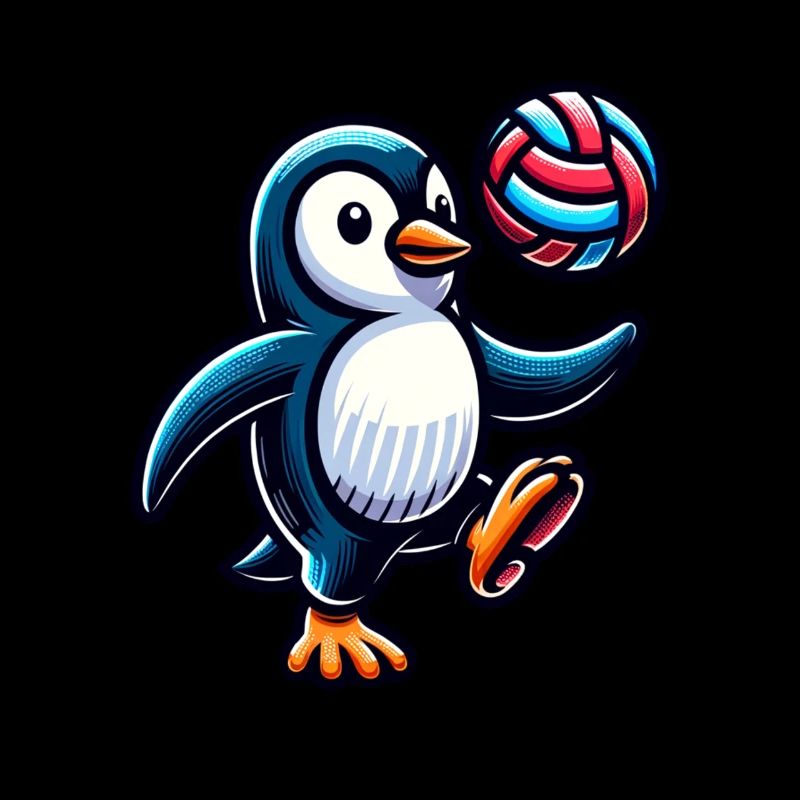 Pingouin s’amusant avec le volley-ball