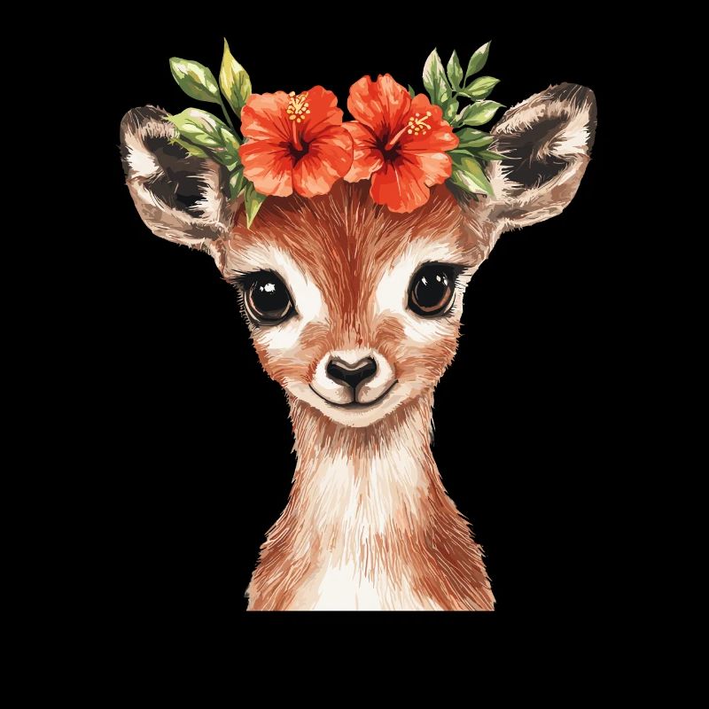 Cerf avec couronne de fleurs