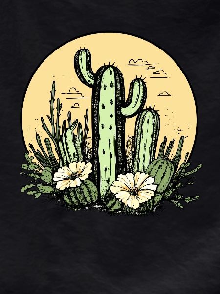 Cactus with flower moon