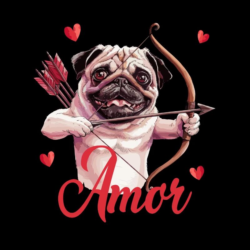 Lustiger Mops Amor Mit Bogenschütze Und