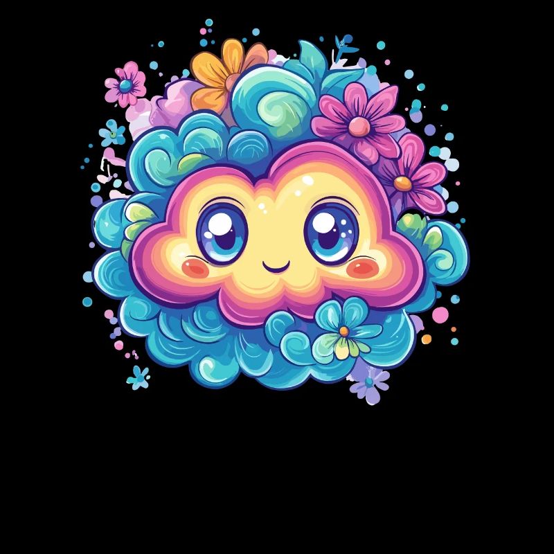 Nuage mignon avec des fleurs