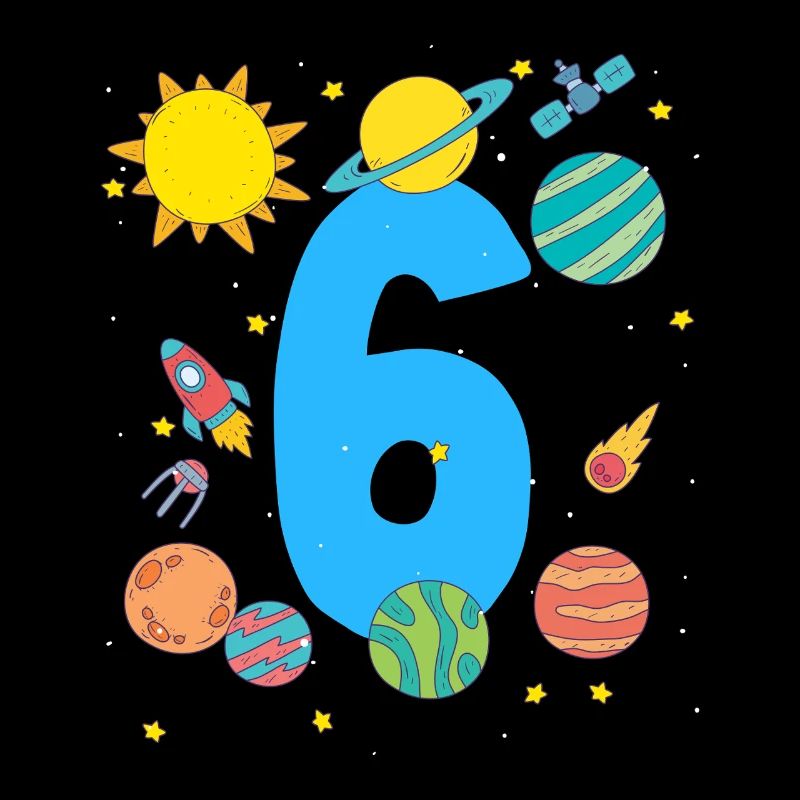 Space Adventure Number 6 Birthday