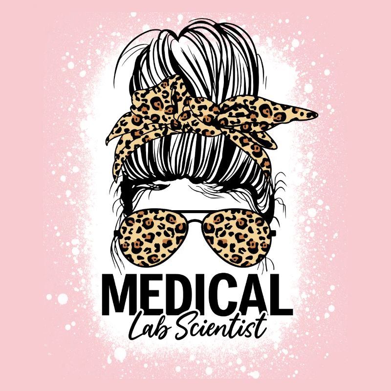 Medical Lab Scientist Messy Bun Leopard Funny Lab