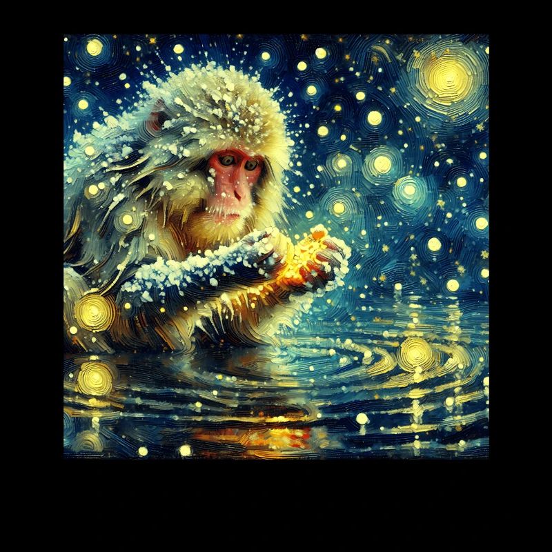 Snow Monkey Starry Night