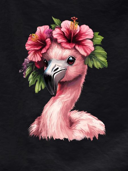 Flamingo with hibiscus