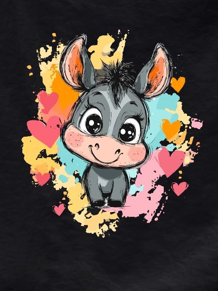 Funny donkey with hearts