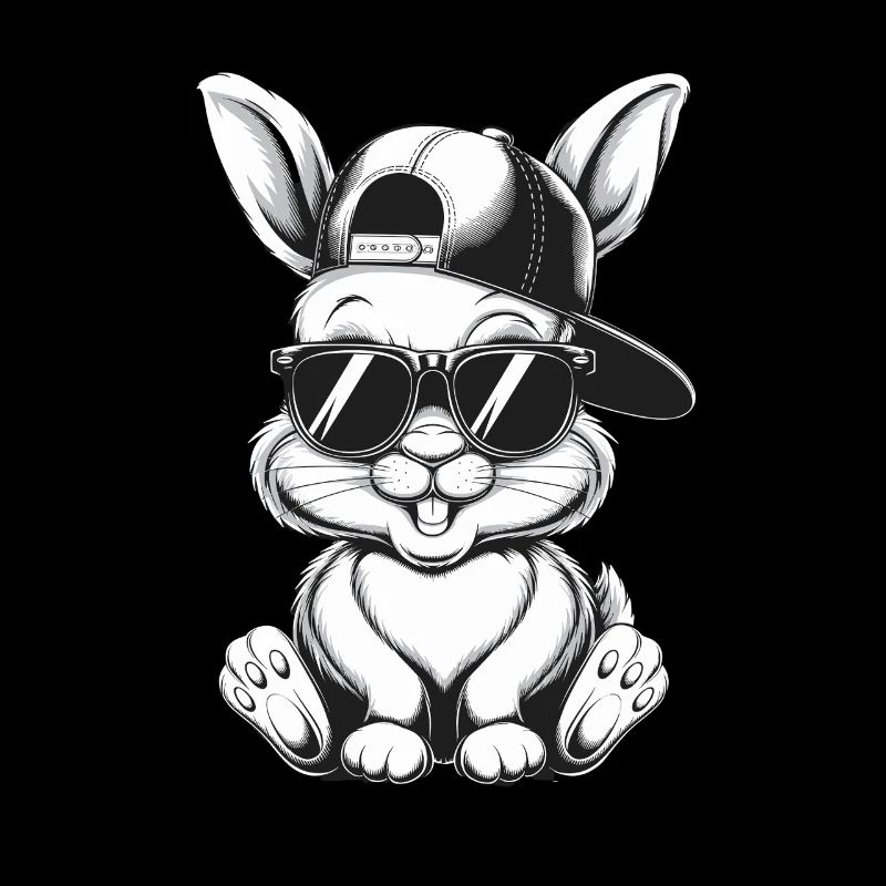 Cool bunny with sunglasses and cap