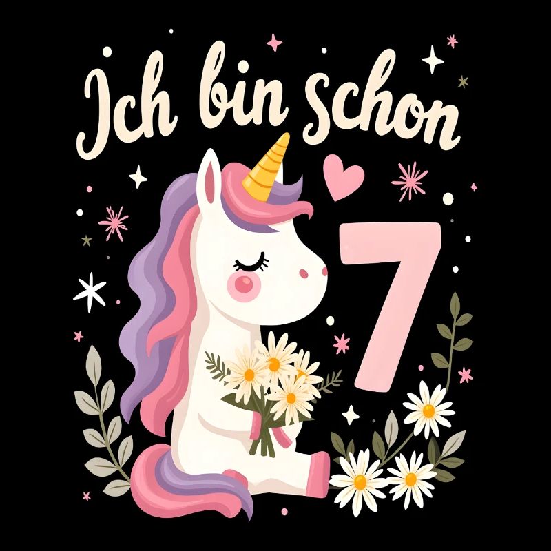 Licorne mignonne 7e anniversaire pour les filles