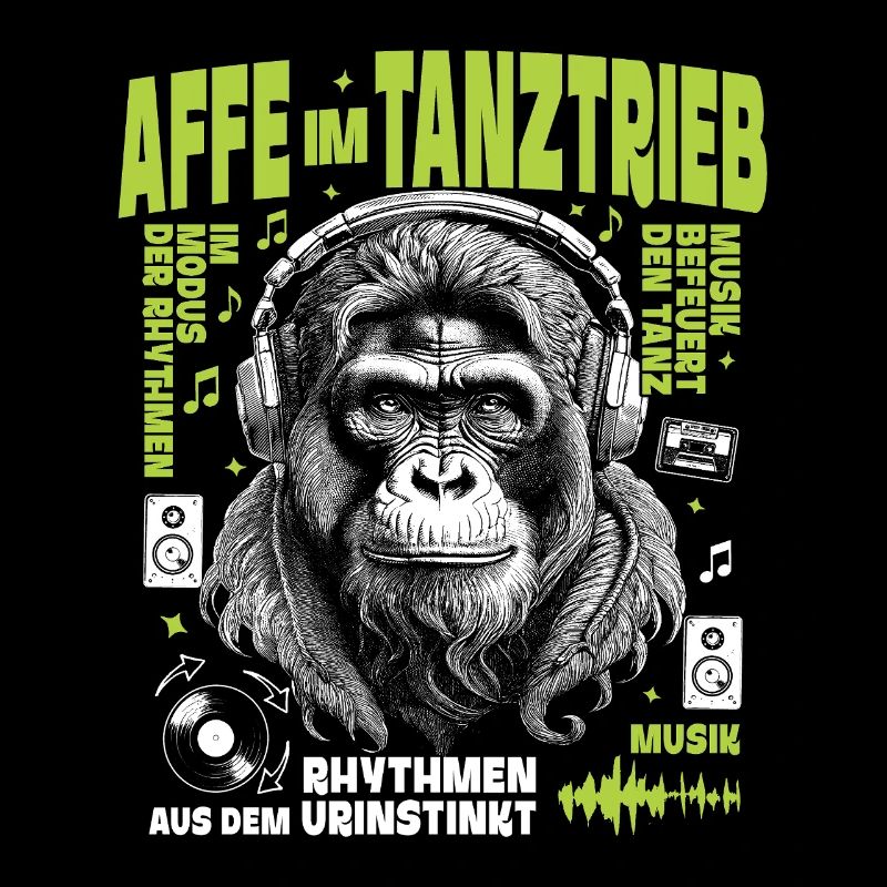 Instinct Bass Shirt: Curly monkey at frequency level