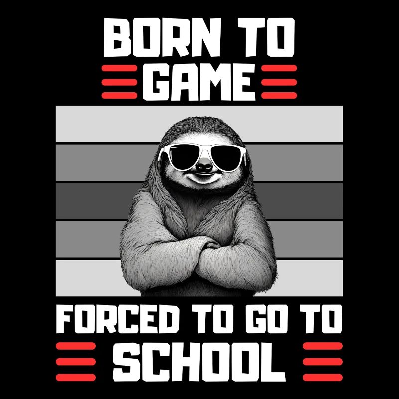 Gaming Faultier Schul Spruch Zocker