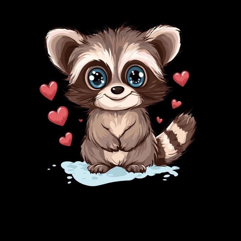 Waschbär mit Herzchen