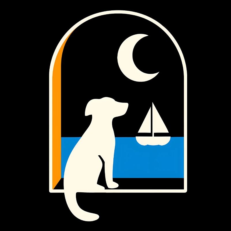 Voilier d’observation des chiens sous la lune