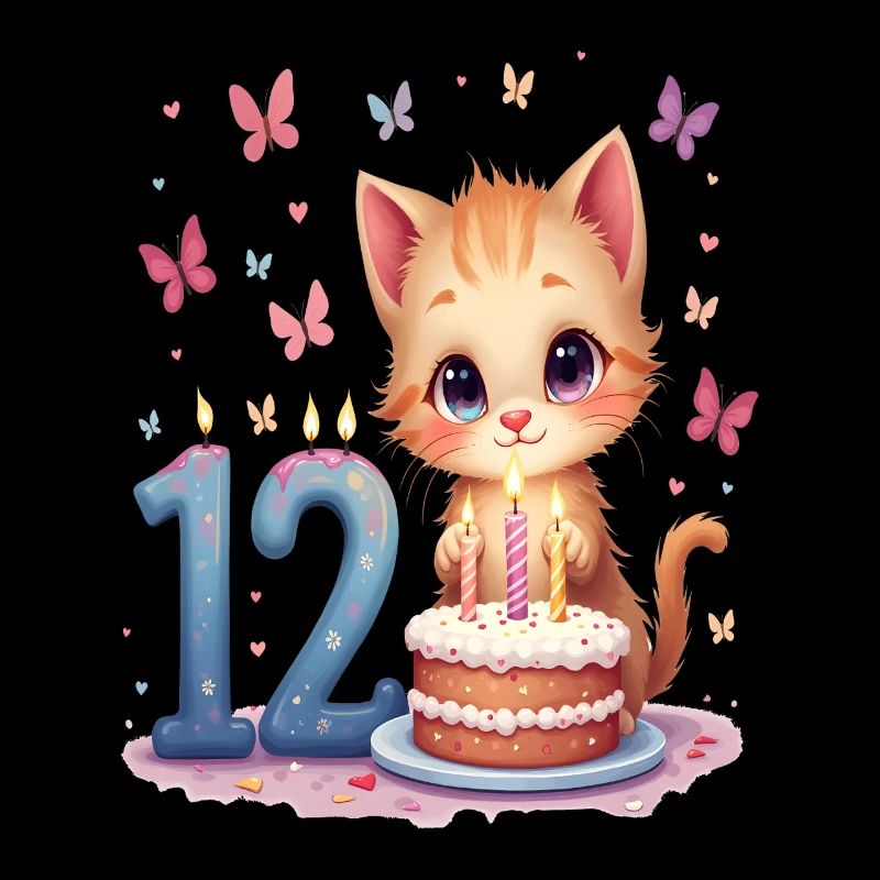 Süßes Kätzchen 12. Geburtstag Mädchen