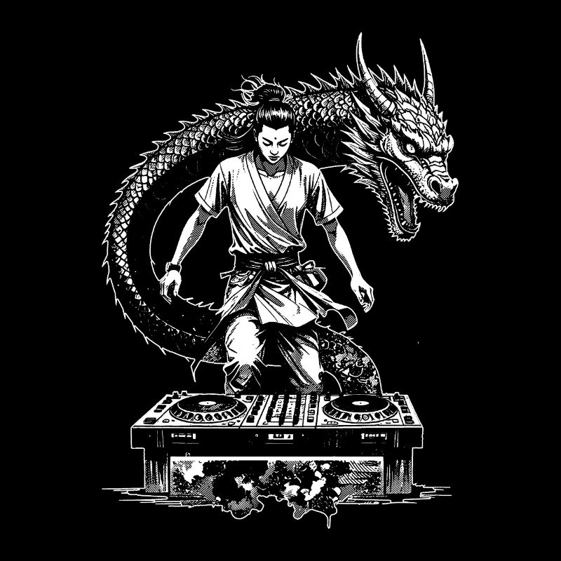 Manga Shirt: Samurai-DJ im Bann des Drachen