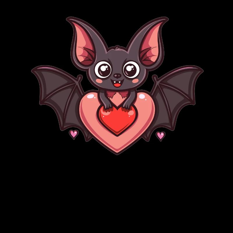 Heart-shaped bat with googly eyes