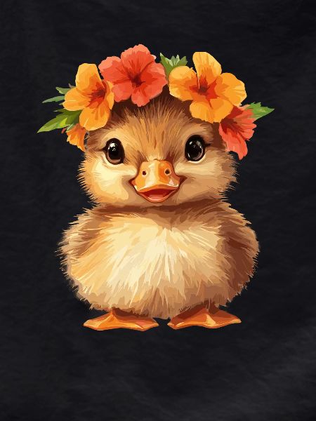 Chick with flower wreath