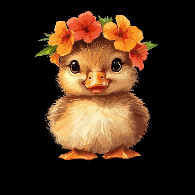 poussin avec couronne de fleurs