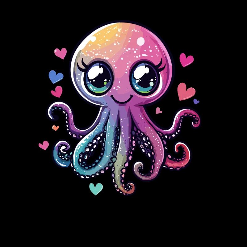 Glitzerkrake mit Herzchen