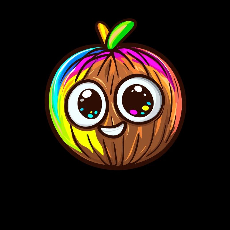 Happy Coconut with Rainbow