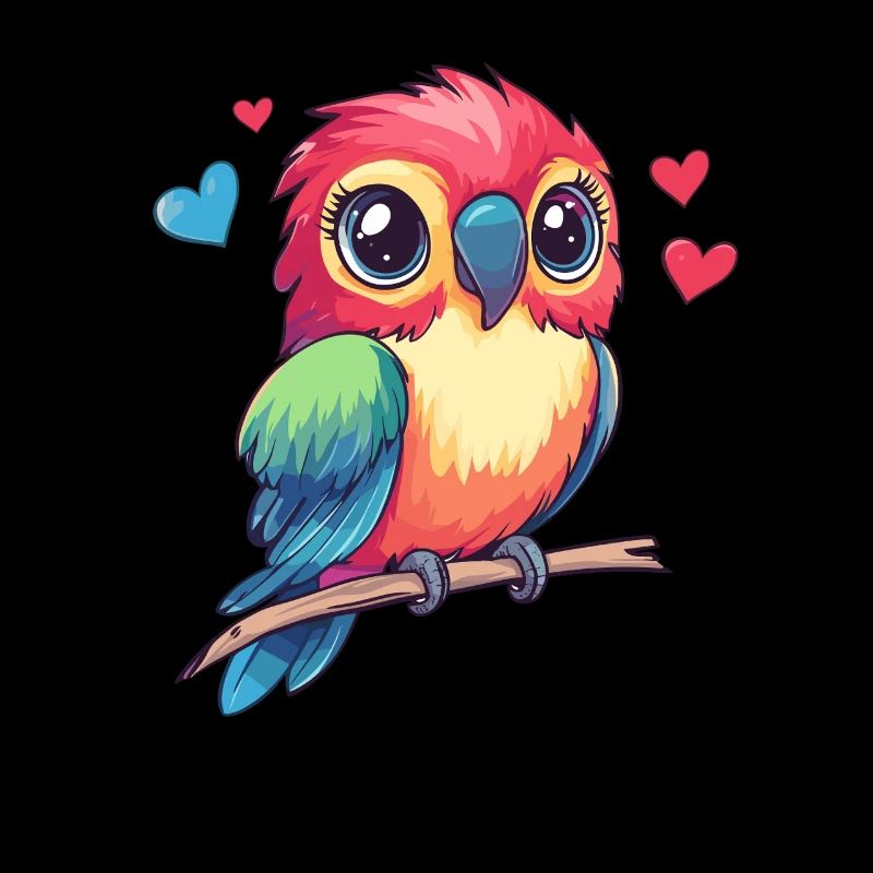 Perroquet avec des cœurs