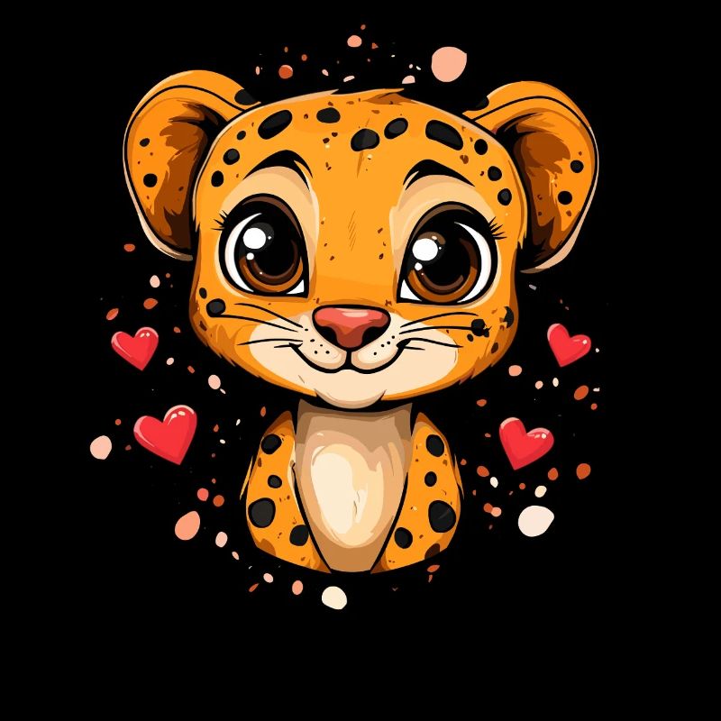 Cheetah with hearts