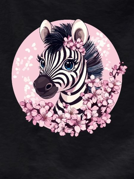 Zebra with cherry blossoms