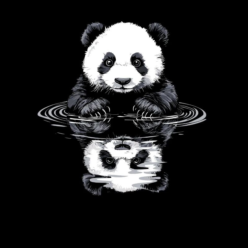 Panda avec reflet de l’eau